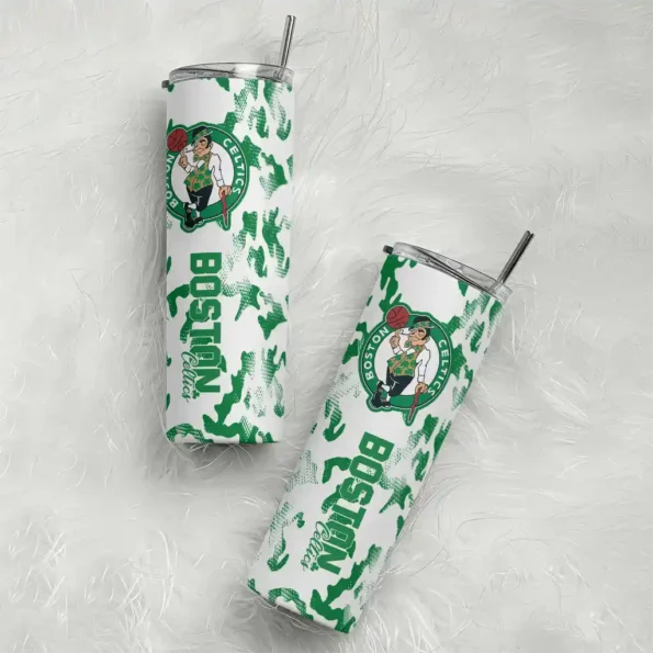personalized boston celtics claw marks green white skinny tumbler top rated.webp