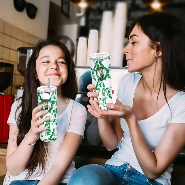personalized boston celtics claw marks green white skinny tumbler trendy.webp