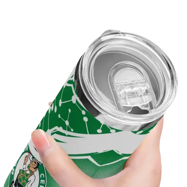 personalized boston celtics helmet clash green skinny tumbler high quality.webp