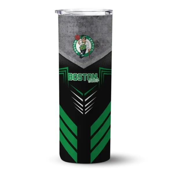 personalized boston celtics hexagon honeycomb green black skinny tumbler best selling 1.webp