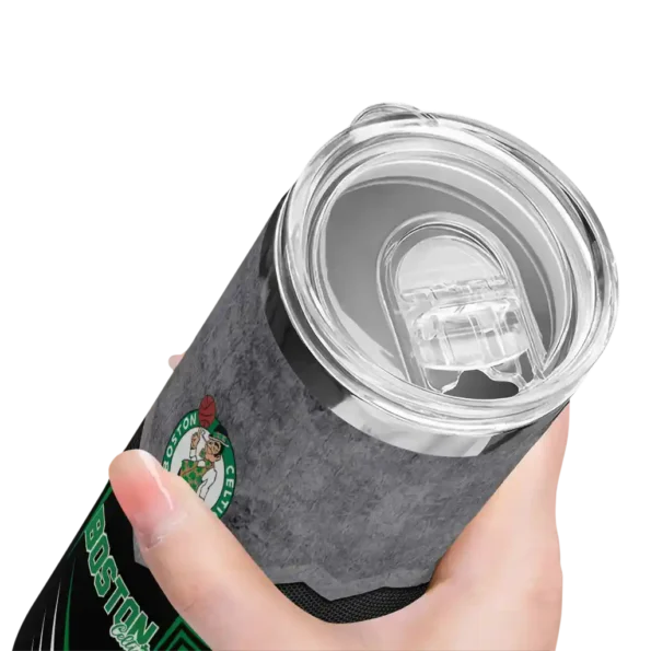 personalized boston celtics hexagon honeycomb green black skinny tumbler high quality.webp