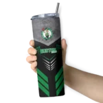 personalized boston celtics hexagon honeycomb green black skinny tumbler best selling 1.webp