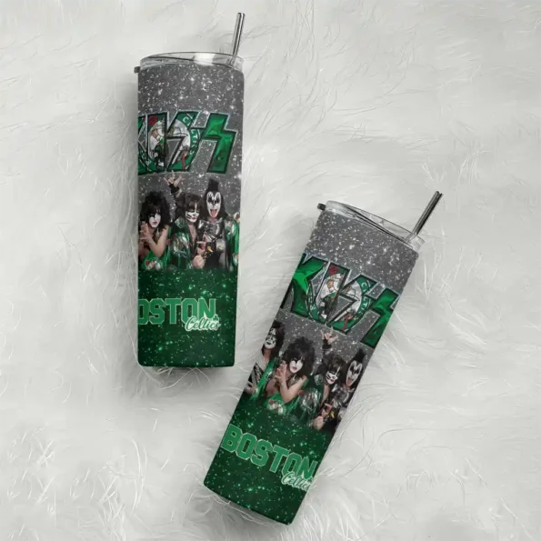 personalized boston celtics kiss band white skinny tumbler top rated.webp