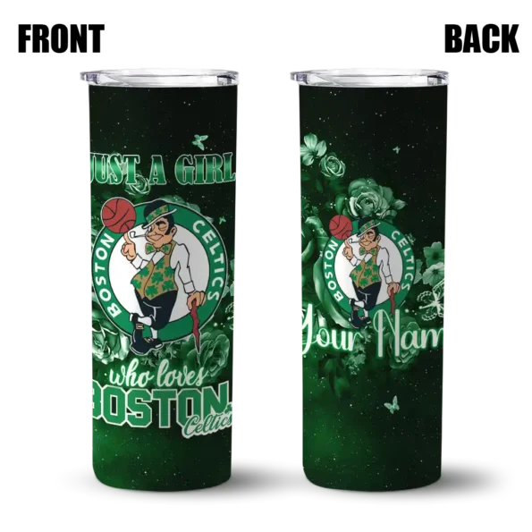 personalized boston celtics rose romance green black skinny tumbler fashion forward.webp