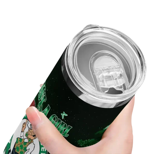 personalized boston celtics rose romance green black skinny tumbler high quality.webp