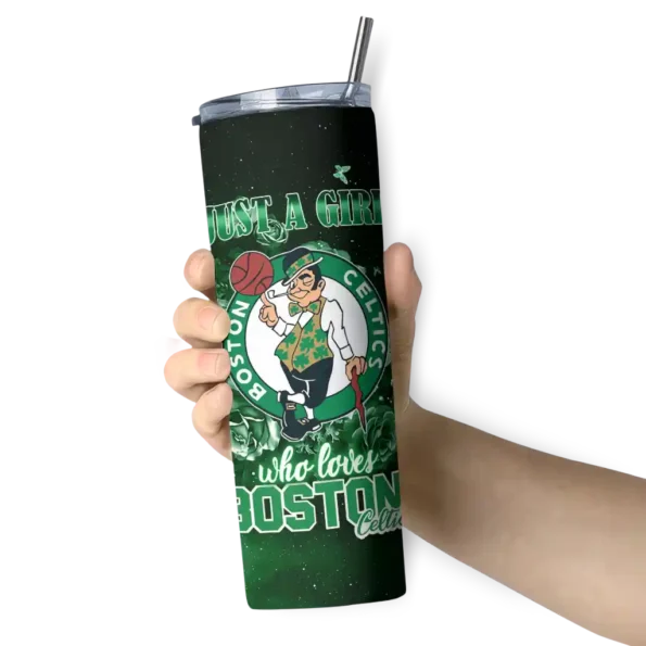 personalized boston celtics rose romance green black skinny tumbler premium grade.webp