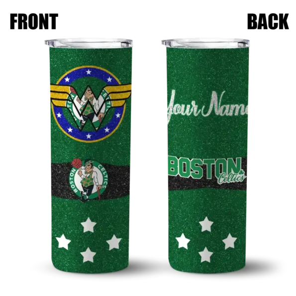 personalized boston celtics star cluster green skinny tumbler fashion forward.webp