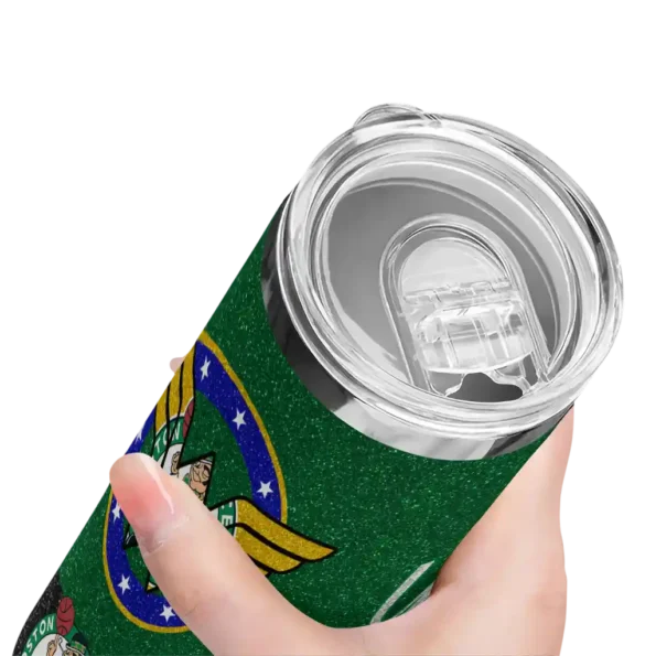 personalized boston celtics star cluster green skinny tumbler high quality.webp
