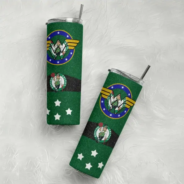 personalized boston celtics star cluster green skinny tumbler top rated.webp