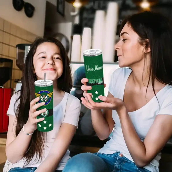 personalized boston celtics star cluster green skinny tumbler trendy.webp