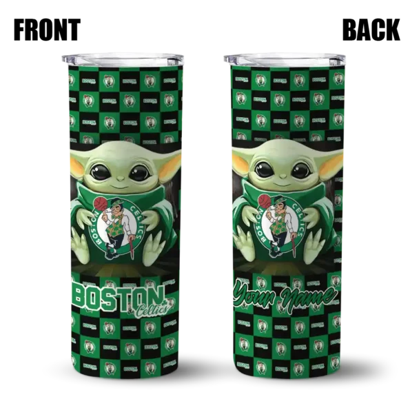 personalized boston celtics yoda cozy green black skinny tumbler fashion forward.webp