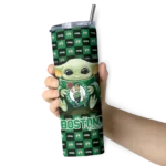 personalized boston celtics yoda cozy green black skinny tumbler best selling 1.webp