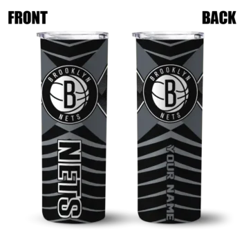 personalized brooklyn nets camo texture black skinny tumbler fashion forward.webp