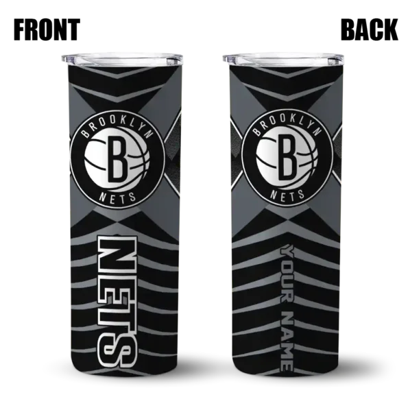 personalized brooklyn nets camo texture black skinny tumbler fashion forward.webp