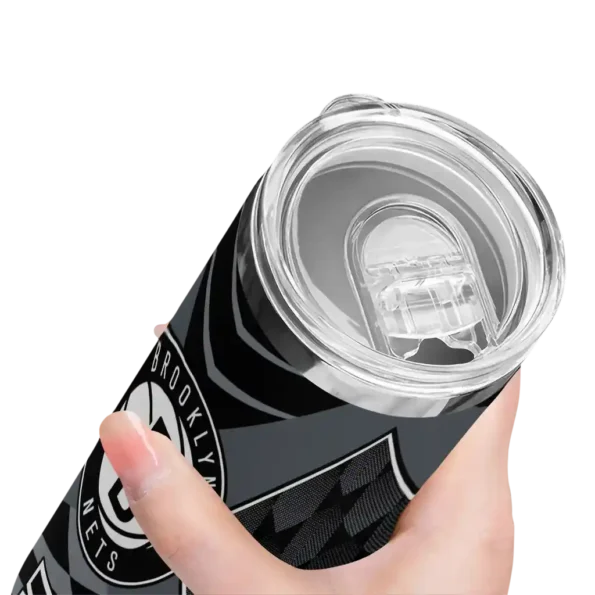 personalized brooklyn nets camo texture black skinny tumbler high quality.webp