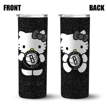 personalized brooklyn nets hello kitty black skinny tumbler fashion forward.webp