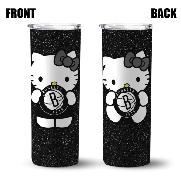 personalized brooklyn nets hello kitty black skinny tumbler fashion forward.webp
