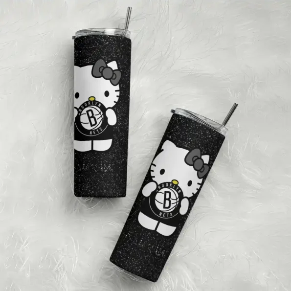 personalized brooklyn nets hello kitty black skinny tumbler top rated.webp