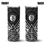 personalized brooklyn nets monogram burst black white skinny tumbler best selling 1.webp