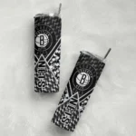 personalized brooklyn nets monogram burst black white skinny tumbler best selling 1.webp