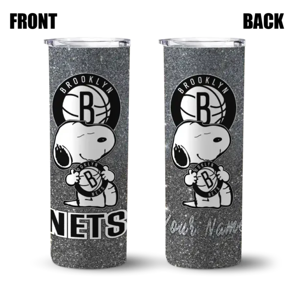 personalized brooklyn nets snoopy attitude black skinny tumbler fashion forward.webp