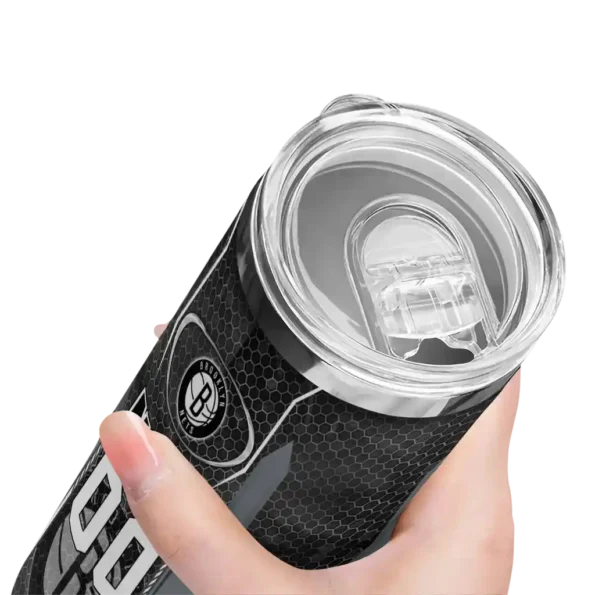 personalized brooklyn nets stacked diamond black skinny tumbler high quality.webp
