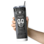 personalized brooklyn nets stacked diamond black skinny tumbler best selling 1.webp
