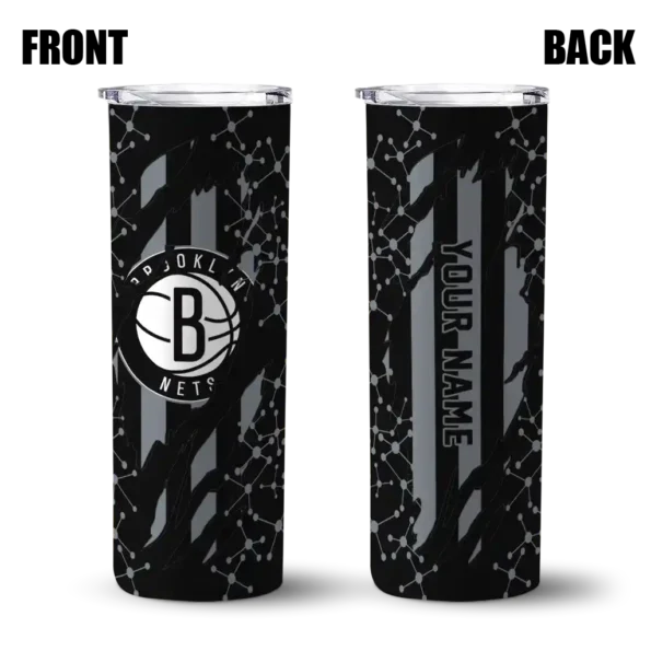personalized brooklyn nets star pop black skinny tumbler fashion forward.webp