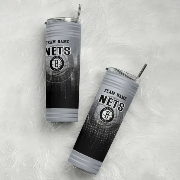 personalized brooklyn nets swirl texture black skinny tumbler top rated.webp
