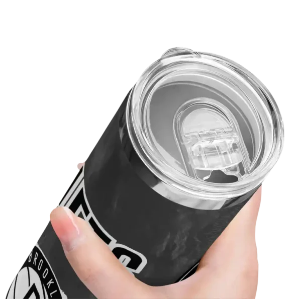personalized brooklyn nets torn band black white skinny tumbler high quality.webp