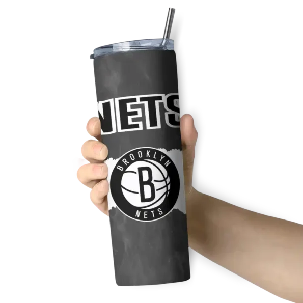 personalized brooklyn nets torn band black white skinny tumbler premium grade.webp