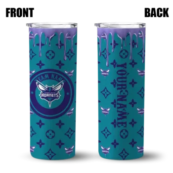 personalized charlotte hornets camo streak teal skinny tumbler fashion forward.webp