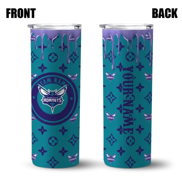 personalized charlotte hornets camo streak teal skinny tumbler fashion forward.webp
