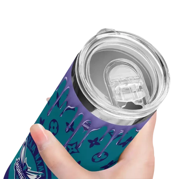 personalized charlotte hornets camo streak teal skinny tumbler high quality.webp