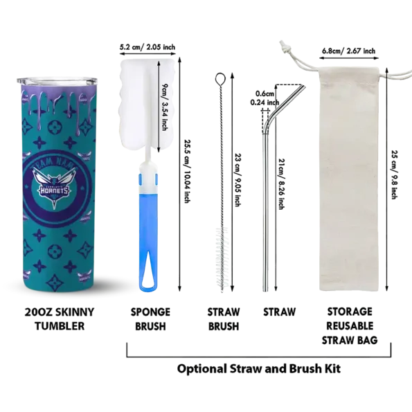 personalized charlotte hornets camo streak teal skinny tumbler new arrival.webp