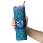 personalized charlotte hornets camo streak teal skinny tumbler best selling 1.webp