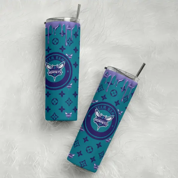 personalized charlotte hornets camo streak teal skinny tumbler top rated.webp