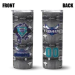 personalized charlotte hornets chevron v teal gray skinny tumbler best selling 1.webp