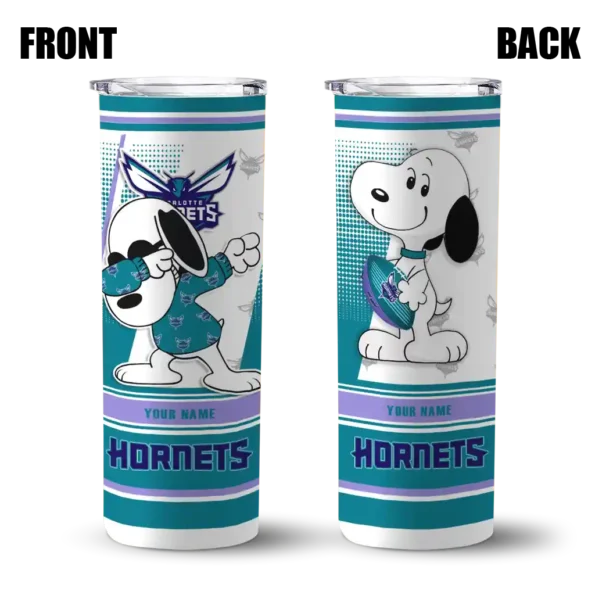 personalized charlotte hornets snoopy dog teal white skinny tumbler fashion forward.webp