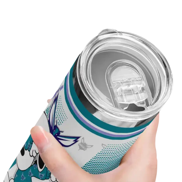 personalized charlotte hornets snoopy dog teal white skinny tumbler high quality.webp