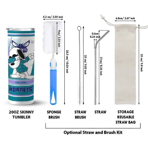 personalized charlotte hornets snoopy dog teal white skinny tumbler new arrival.webp