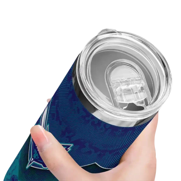 personalized charlotte hornets spiral burst print teal skinny tumbler high quality.webp