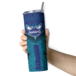 personalized charlotte hornets spiral burst print teal skinny tumbler best selling.webp