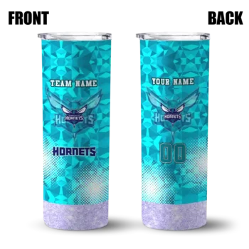 personalized charlotte hornets starburst tiles teal skinny tumbler fashion forward.webp