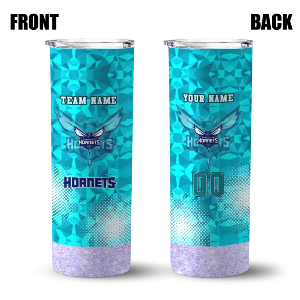 personalized charlotte hornets starburst tiles teal skinny tumbler fashion forward.webp