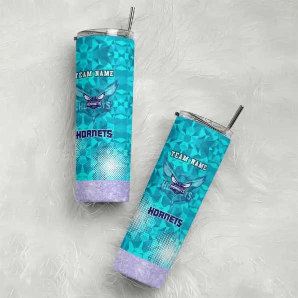 personalized charlotte hornets starburst tiles teal skinny tumbler top rated.webp