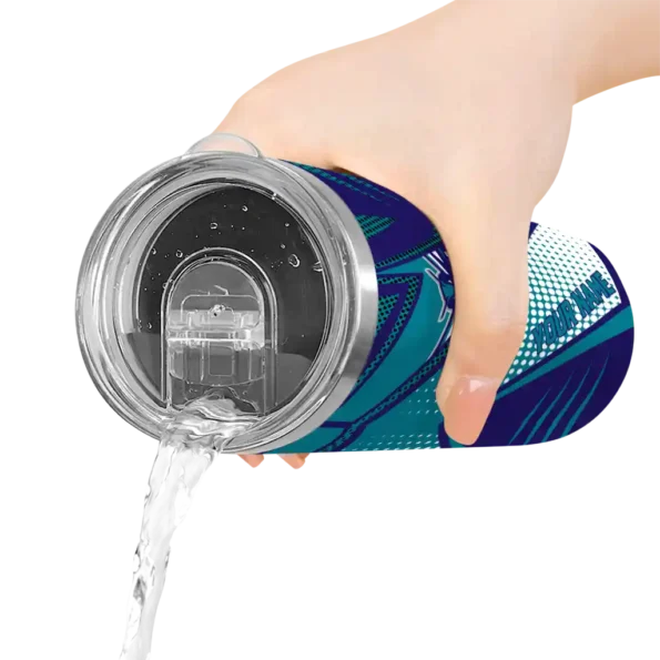 personalized charlotte hornets web stripes teal white skinny tumbler latest model.webp
