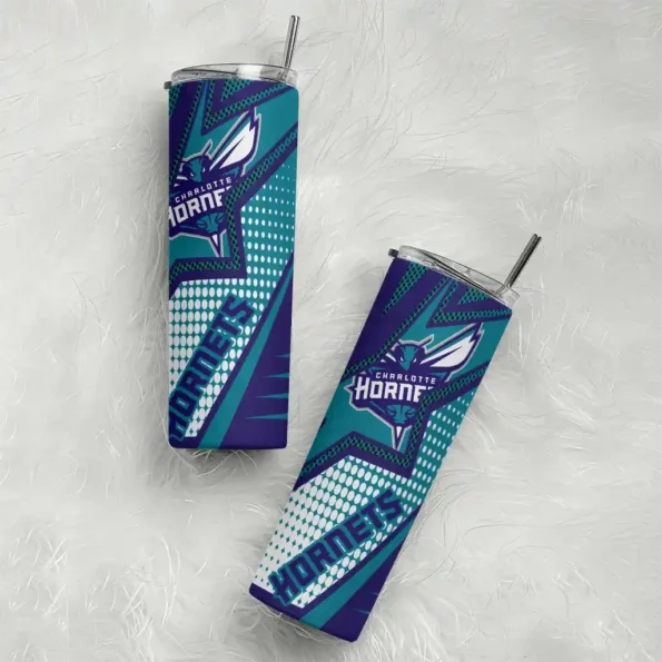 personalized charlotte hornets web stripes teal white skinny tumbler top rated.webp