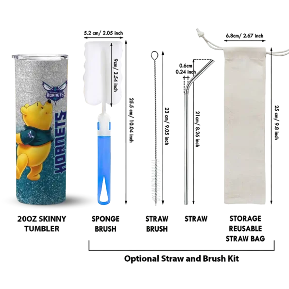 personalized charlotte hornets winnie the pooh teal gray skinny tumbler new arrival.webp