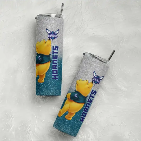 personalized charlotte hornets winnie the pooh teal gray skinny tumbler top rated.webp
